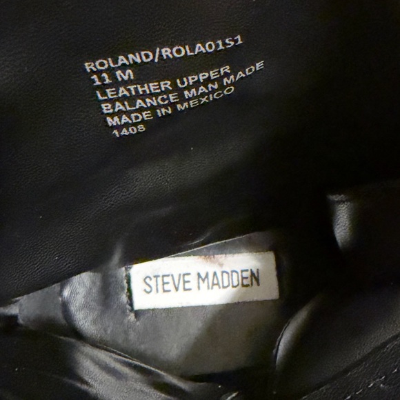 Steve Madden Roland Boots Combat Size 11 Black Side Zipper Triple Buckle Edgy - Picture 10 of 14